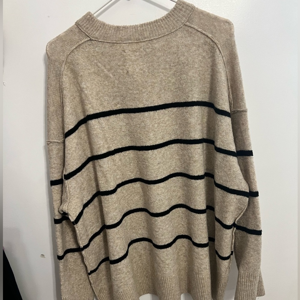Aerie Beige and Black Striped Sweater - Picture 3 of 5